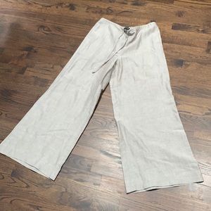 Lafayette 148 beige linen wide leg pants